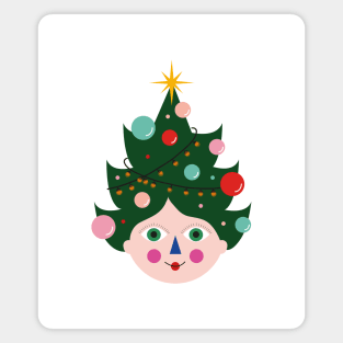 Vintage colorful cute funny Christmas tree avatar Magnet